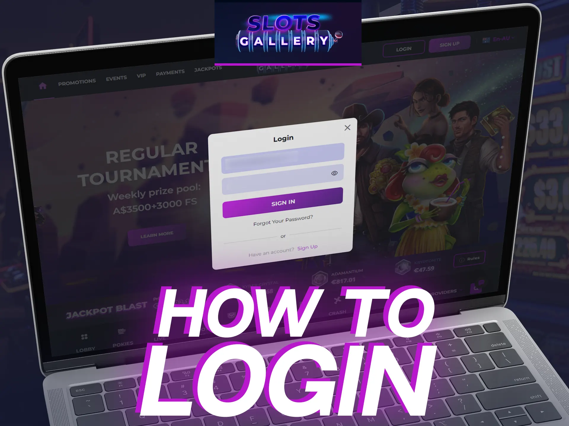 Check how to login at Slots Gallry website.