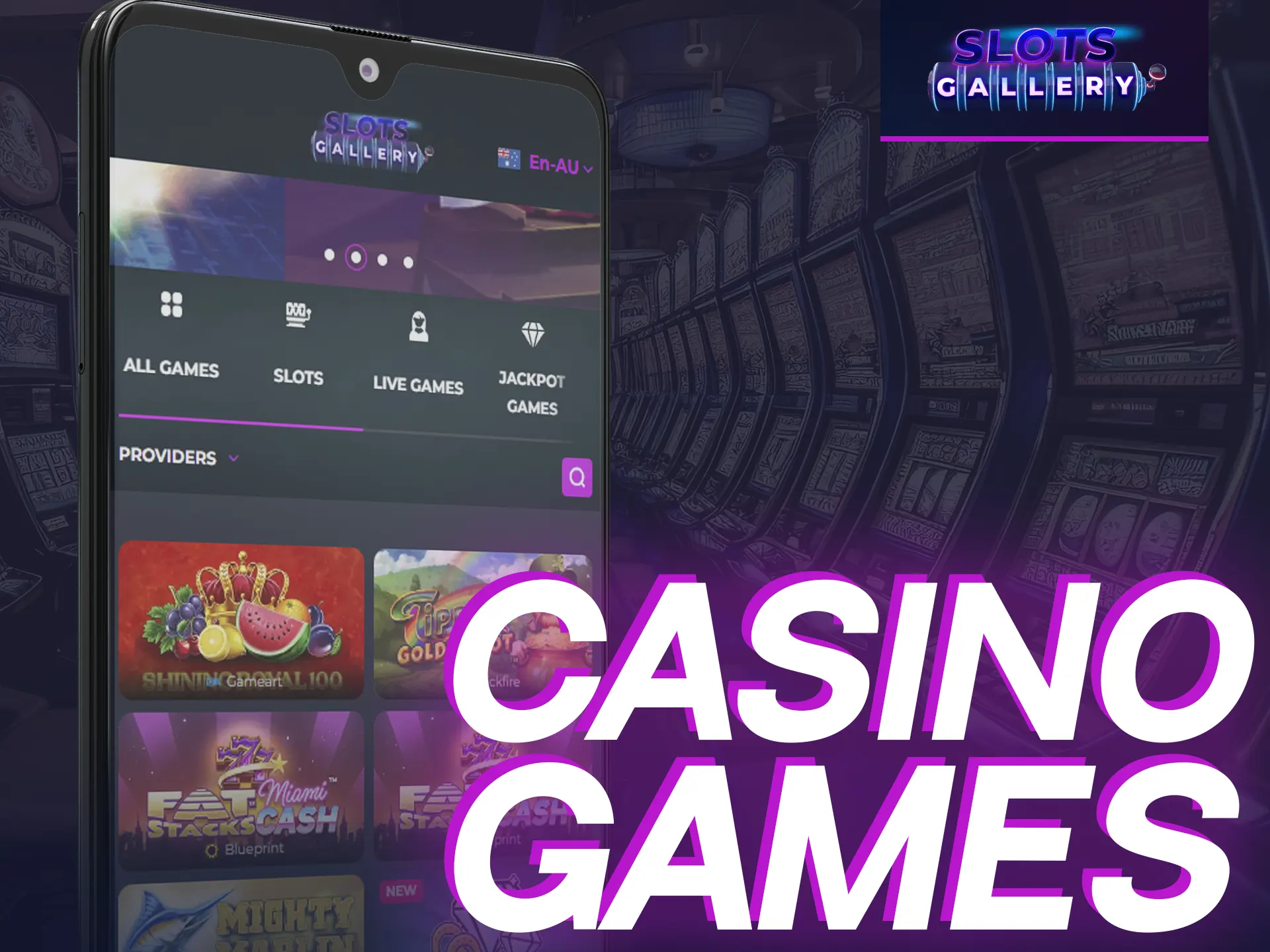 Get all casino games on Slots Gallery app.