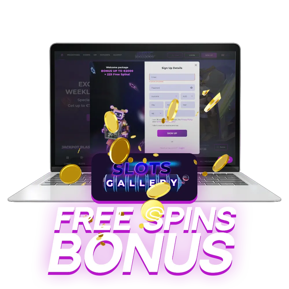 Sign up for free spins at Slots Gallery Casino.