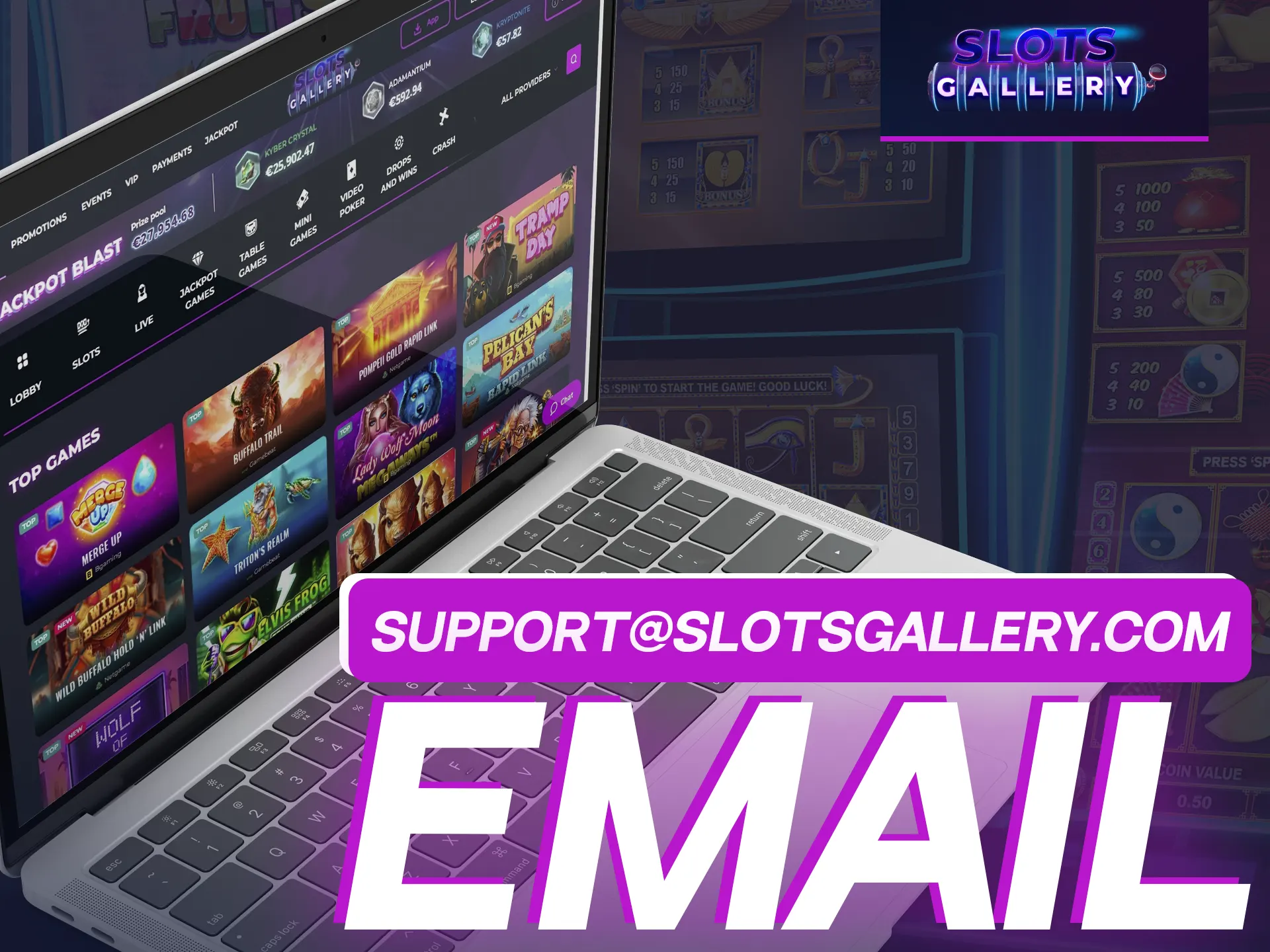 Contact Slots Gallery support via email for prompt issue resolution.