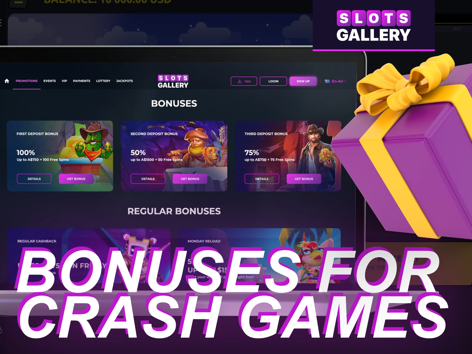 Can I get a bonus in crash games at the online casino Slots Gallery.