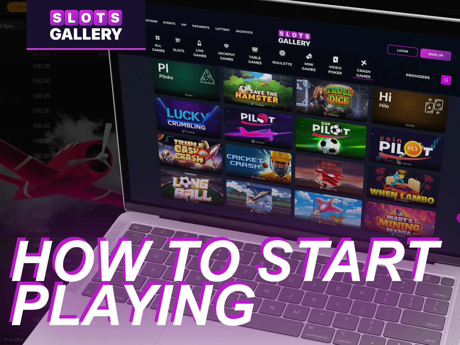 Do I need to create a new account to play crash games at the Slots Gallery online casino.