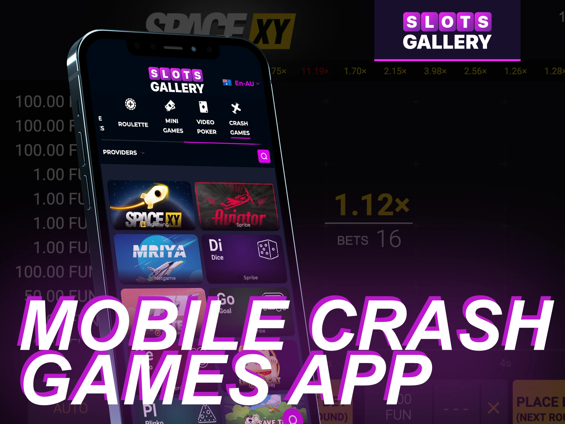 Can I play crash games at the Slots Gallery online casino on a smartphone.