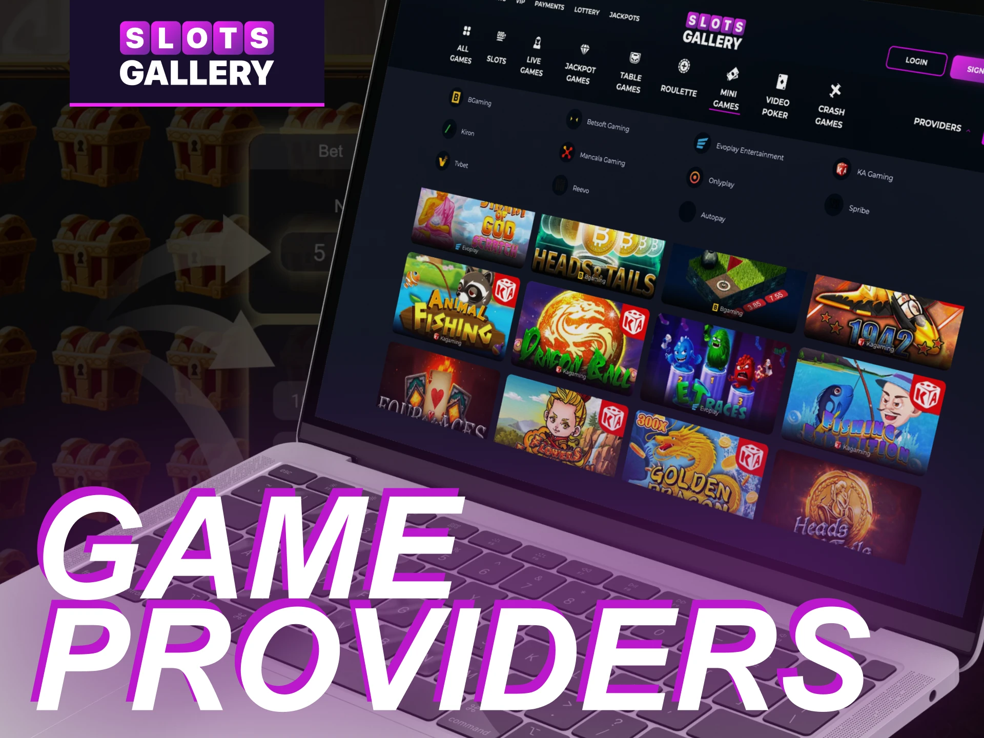Who provides mini games in the online casino Slots Gallery.