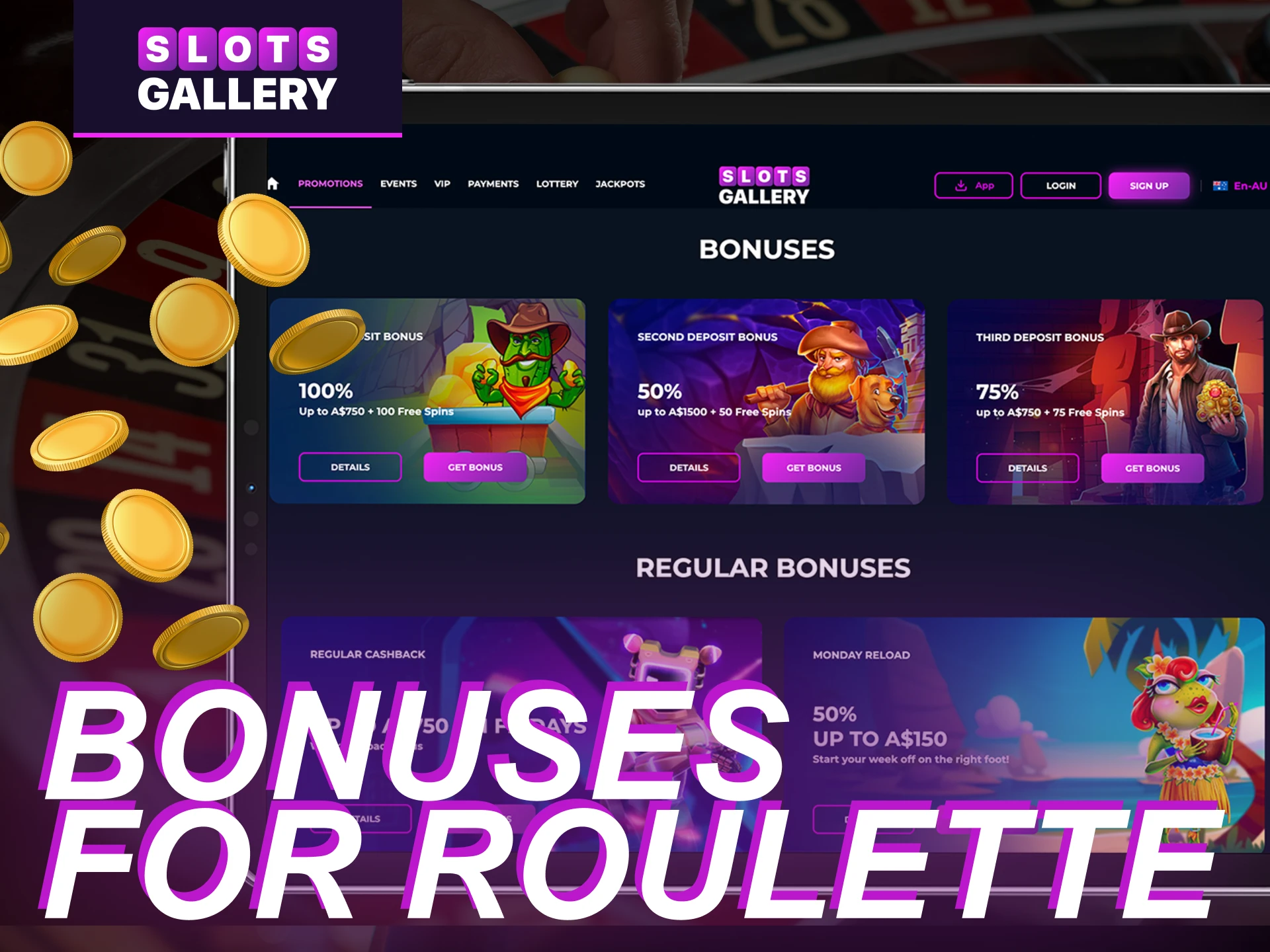 What bonuses for roulette games are there at Slots Gallery online casino.