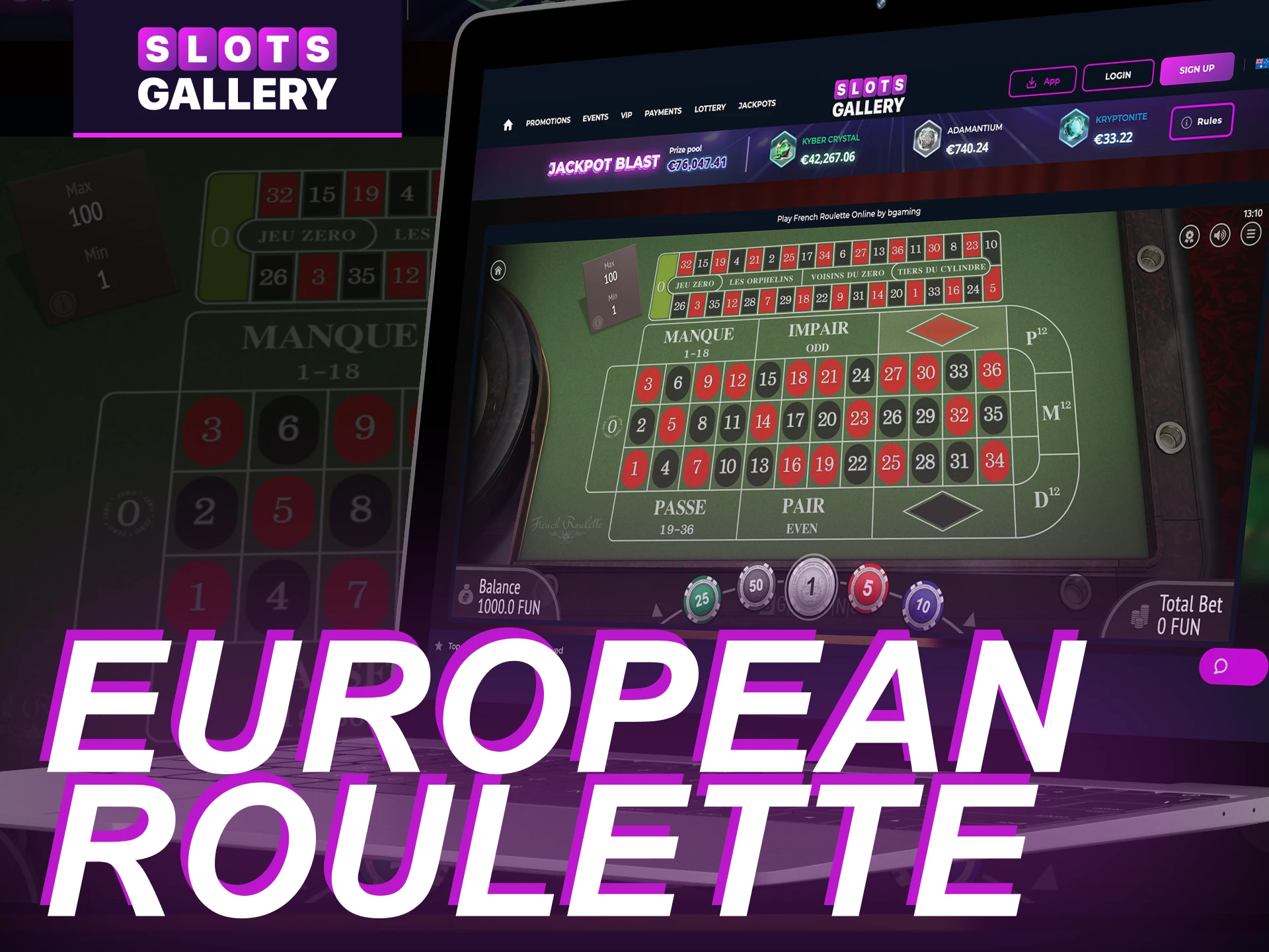 How to play European roulette at Slots Gallery online casino.