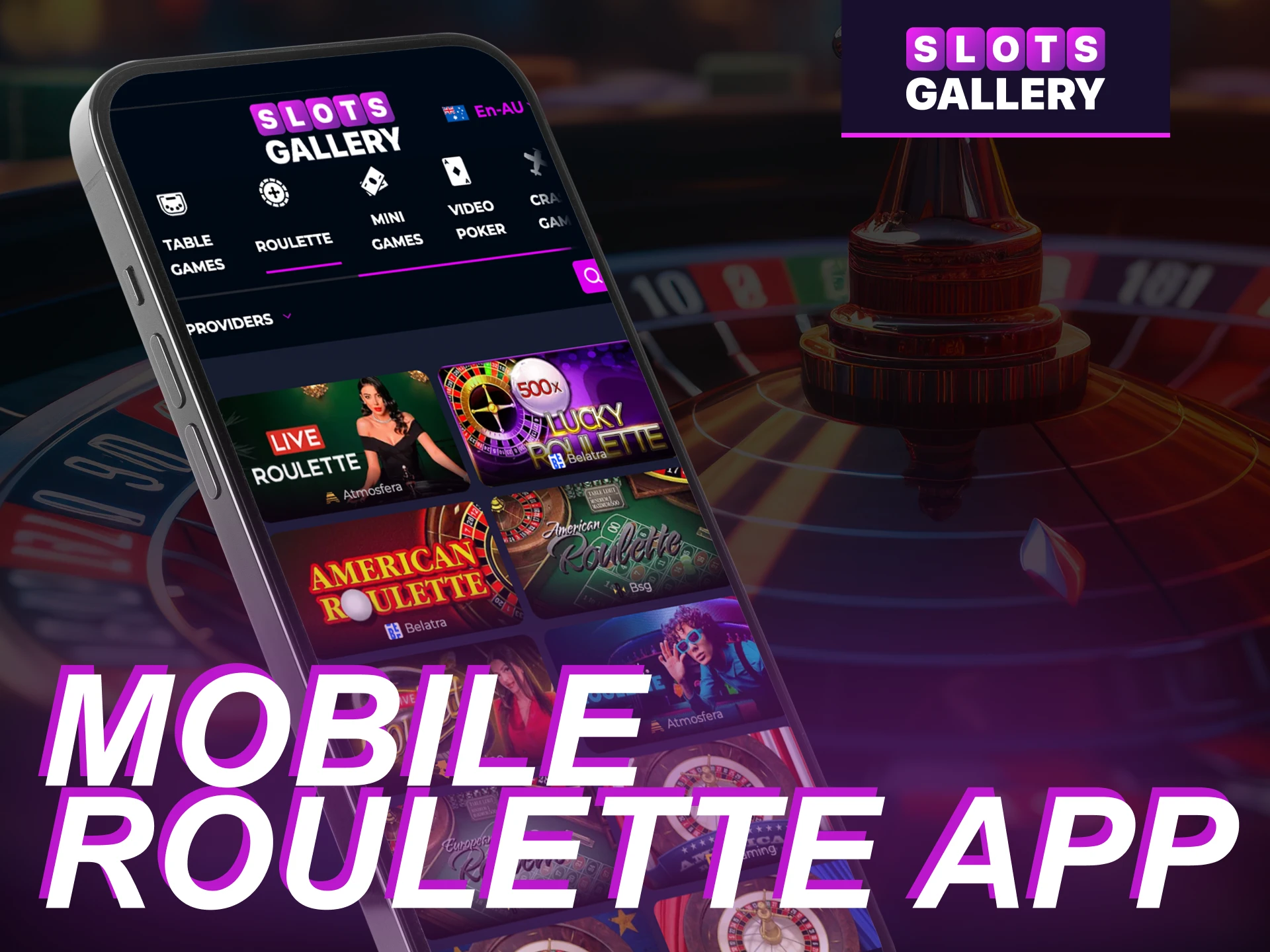 Are there roulette games in the mobile application of the Slots Gallery online casino.
