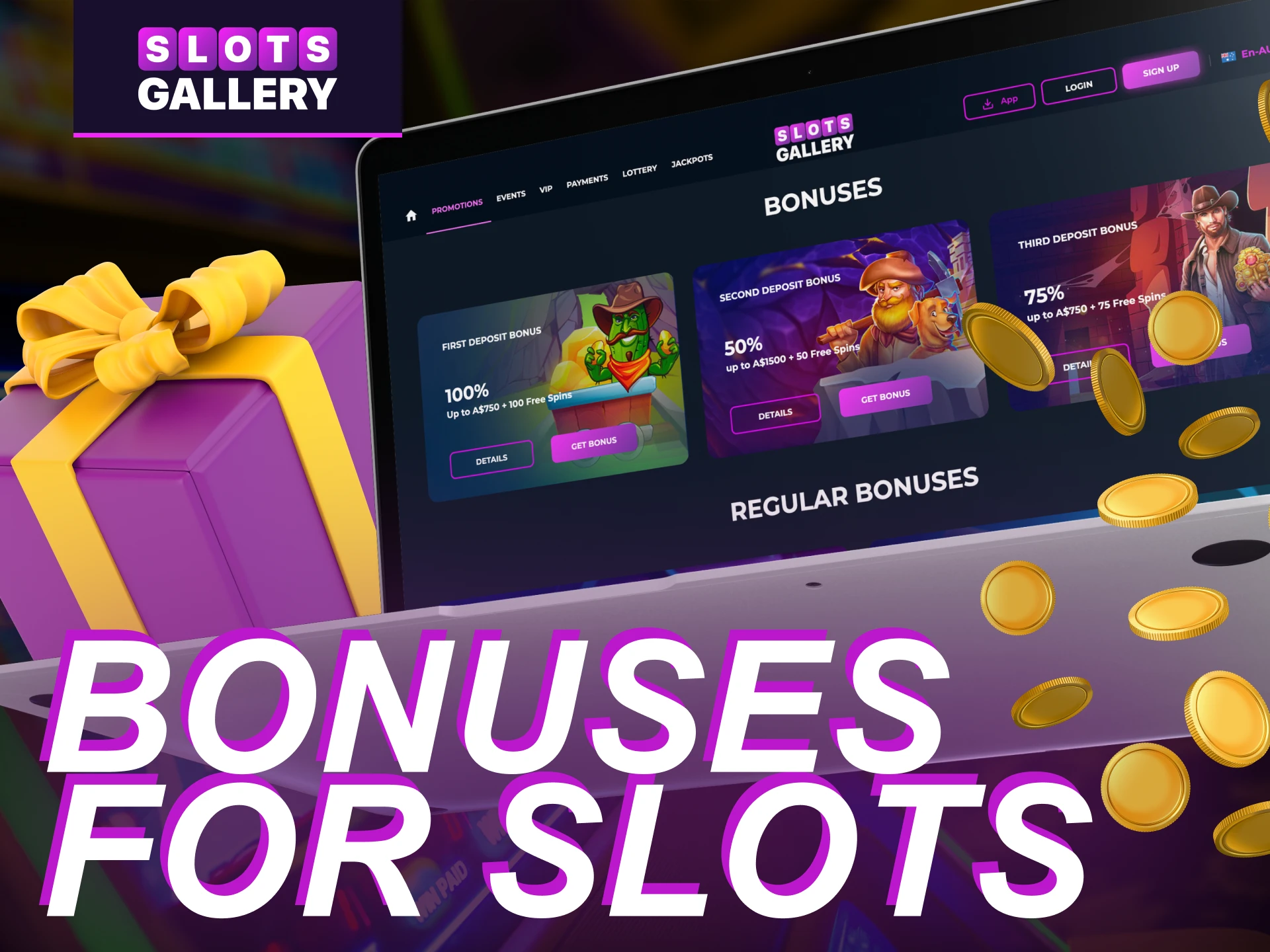 What bonuses can I get when playing slot games at the Slots Gallery online casino.