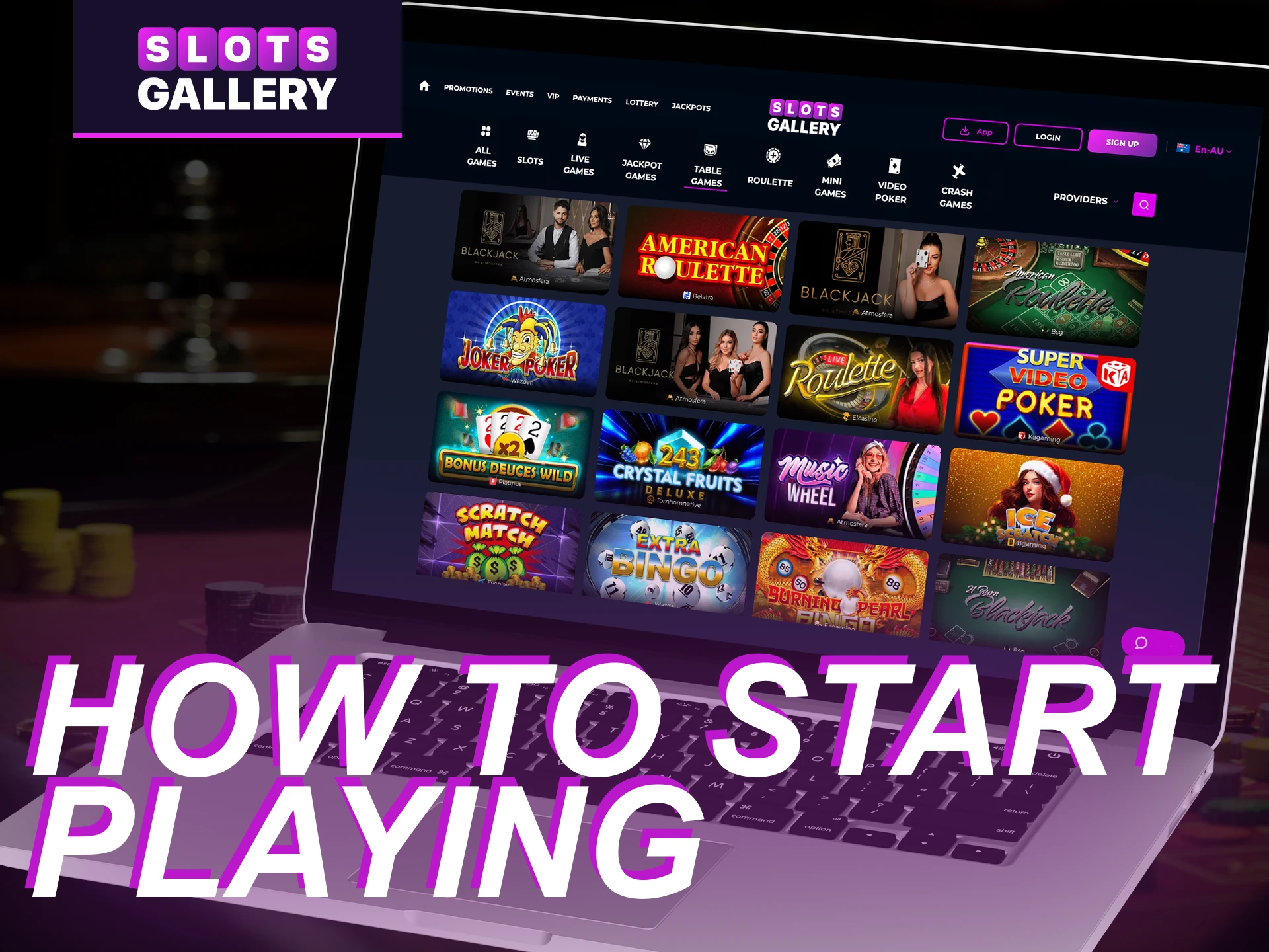 What does a player need to do to start playing table games at the Slots Gallery online casino.
